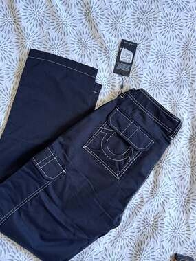 True Religion Baggy Cargo Pants Jet Black Men’s 30